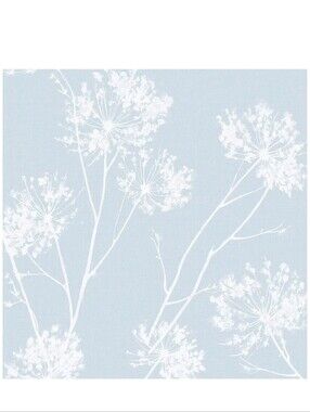 NextWall One O'Clock Botanical Peel and Stick Wallpaper Light Blue: